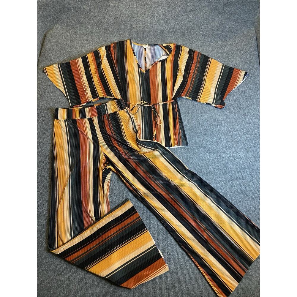River Island Striped 2 Piece Set Top Pants Multicolor S Wide-Leg